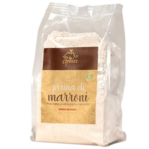 Farine de châtaigne IGP, sans gluten, sans additifs. Issue de marrons de montagne italiens.