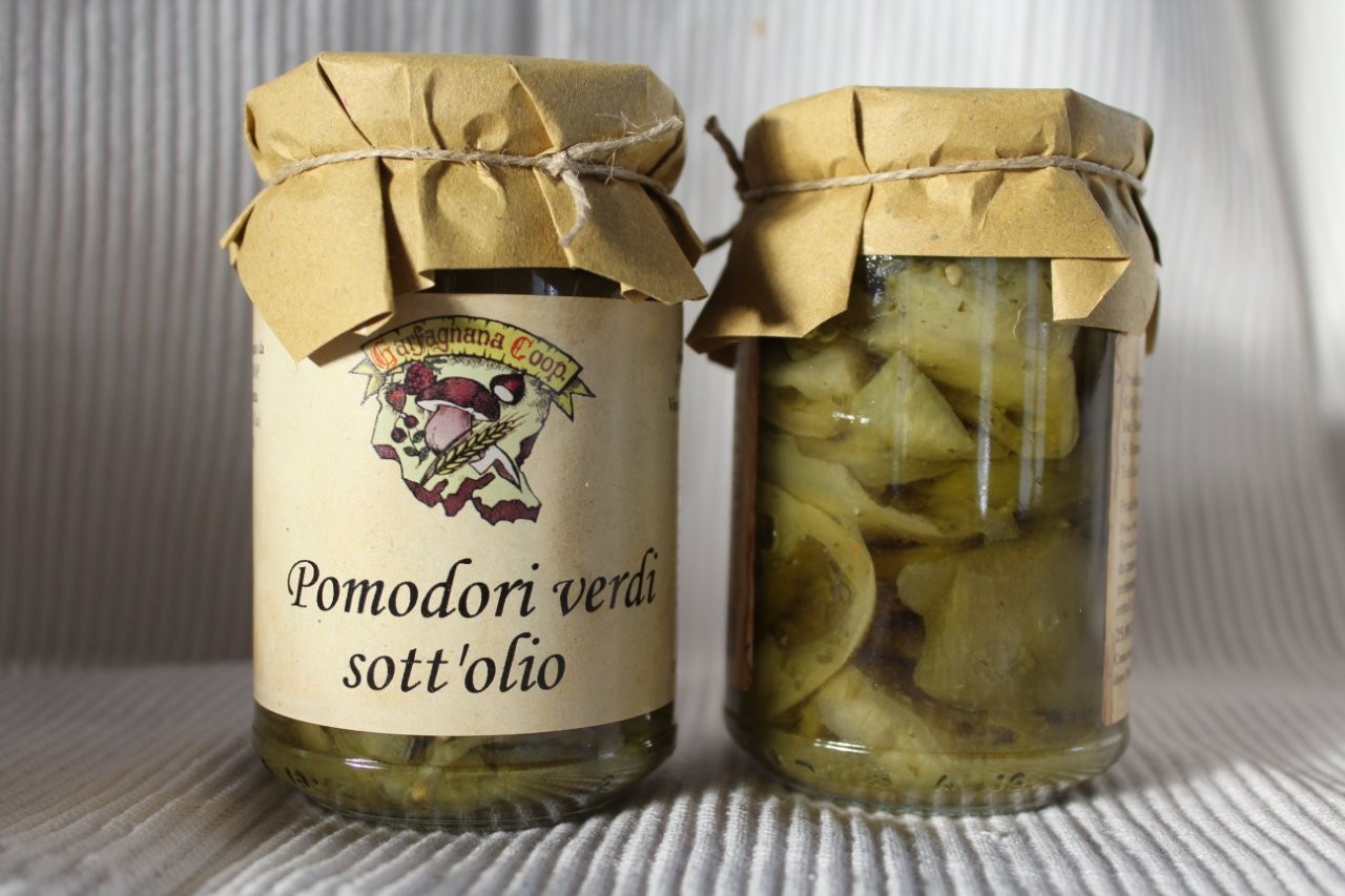 tomates vertes sous huile cultures naturelles sans additifs
